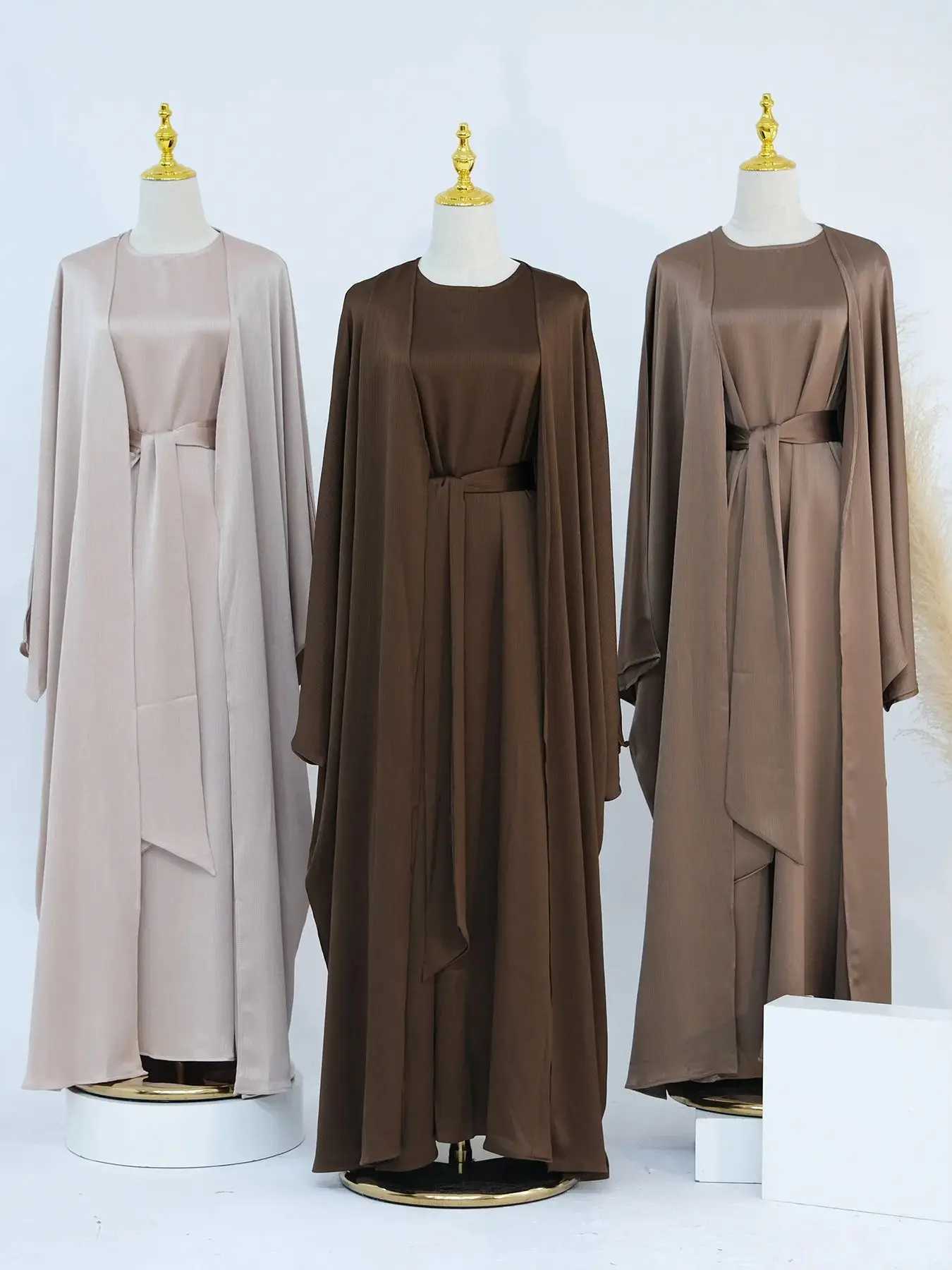 Ramadan Eid Dubai Plain 2 Piece Abaya Set Prayer Clothes Women Modest Muslim Sets Caftan Marocain Robe Femme Musulmane Kaftan X250514