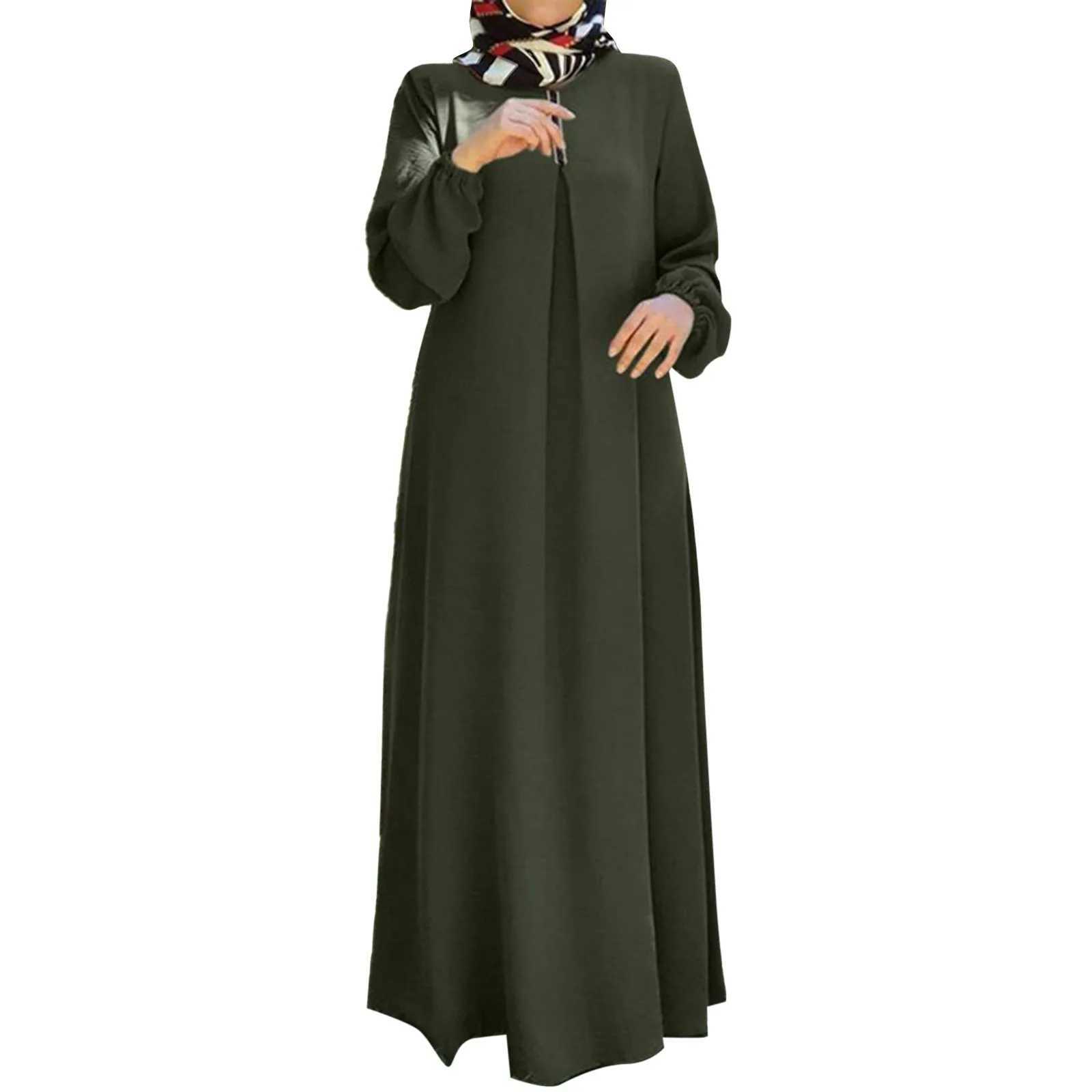 Muslim Abayas Loose Maxi Dresses Women Jilbabs Muslim Dress Long Slve O-Neck Casual Solid Robe Islamic Ramadan Dresses X250514