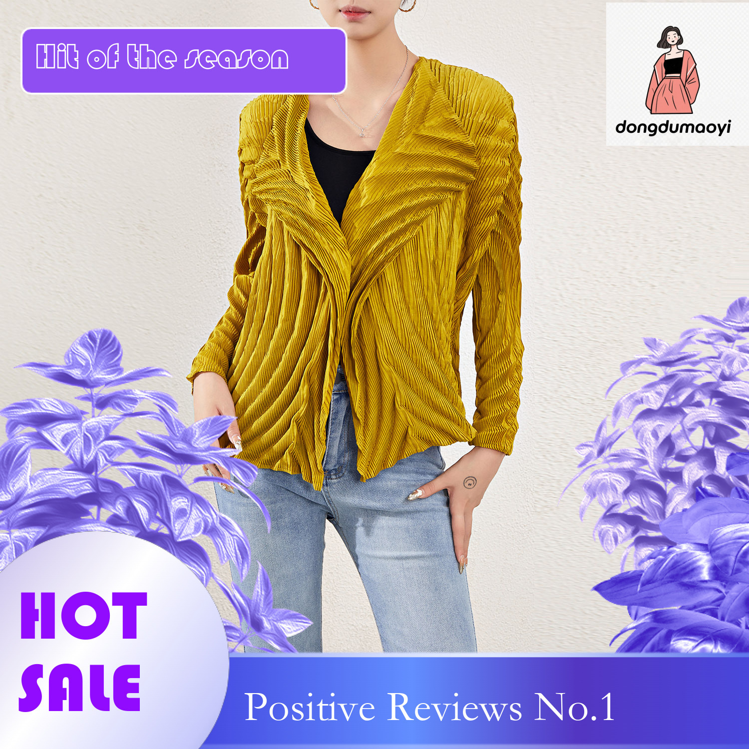 dongdumaoyi Irregular lapel long sleeved concealed button pleated small jacket for women commuting thin three bedroom top sun protection shirt
