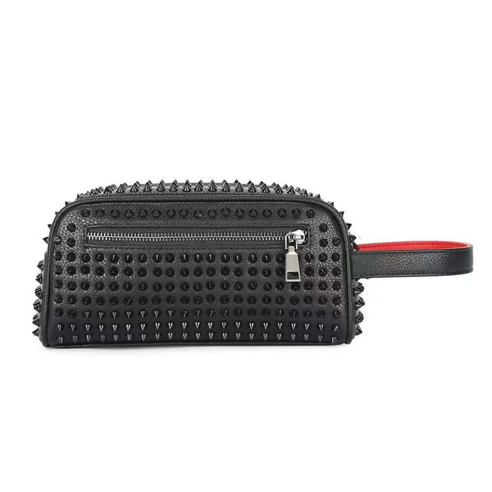 Rivets Clutch PU Leather Purses For Women Fashion Multi-Pocket Handbag Zipper Wallet Party Black