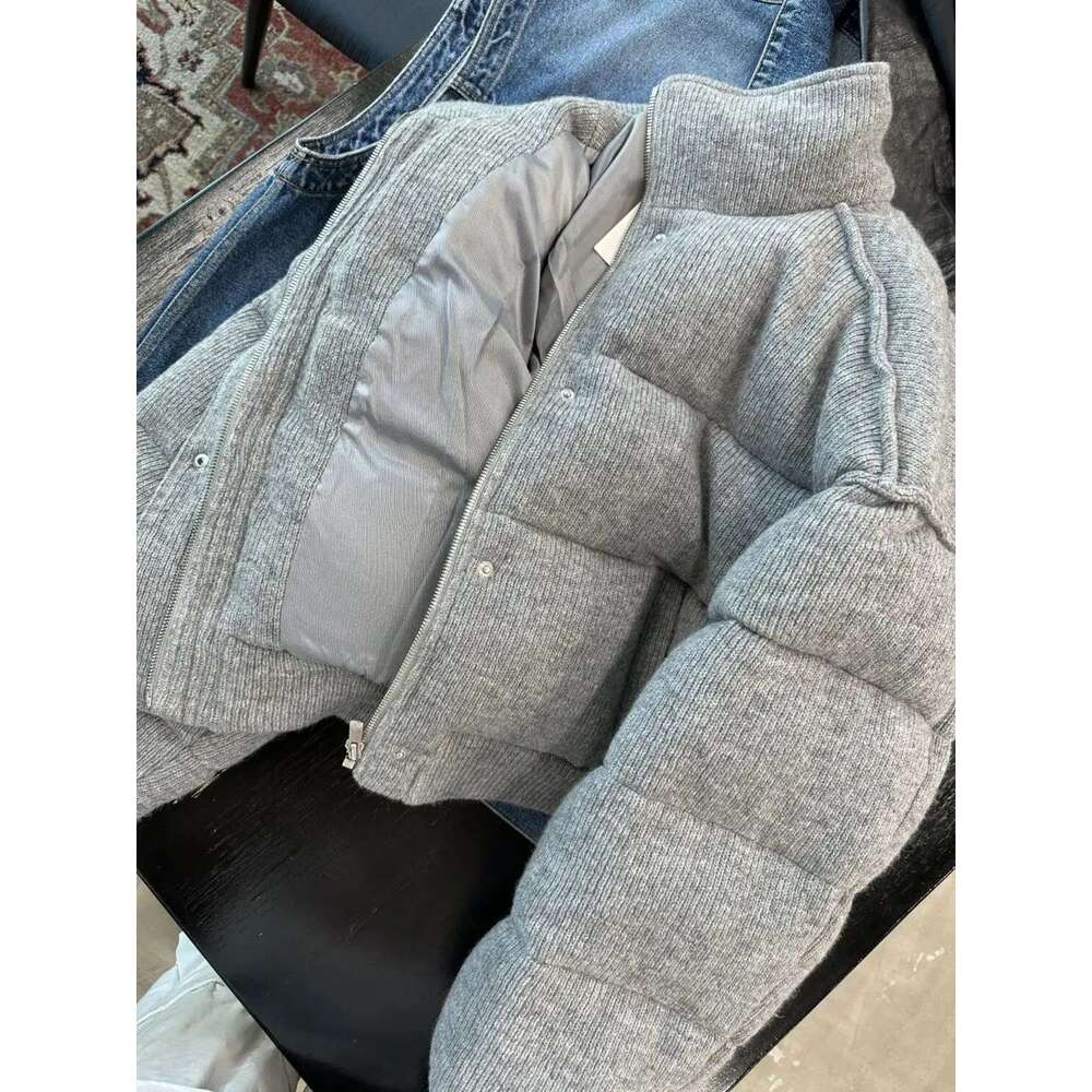 High end Grey Cotton Quilted Jacket for Winter Coats Loose Short Stand up Collar Thickened Warm Parka Coat Women Clothing