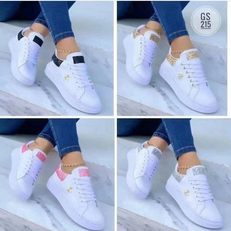 Autumn Waterproof White Sneakers for Women Korean Version Lace Up Casual Flat Sport Ladies Vulcanized Shoes