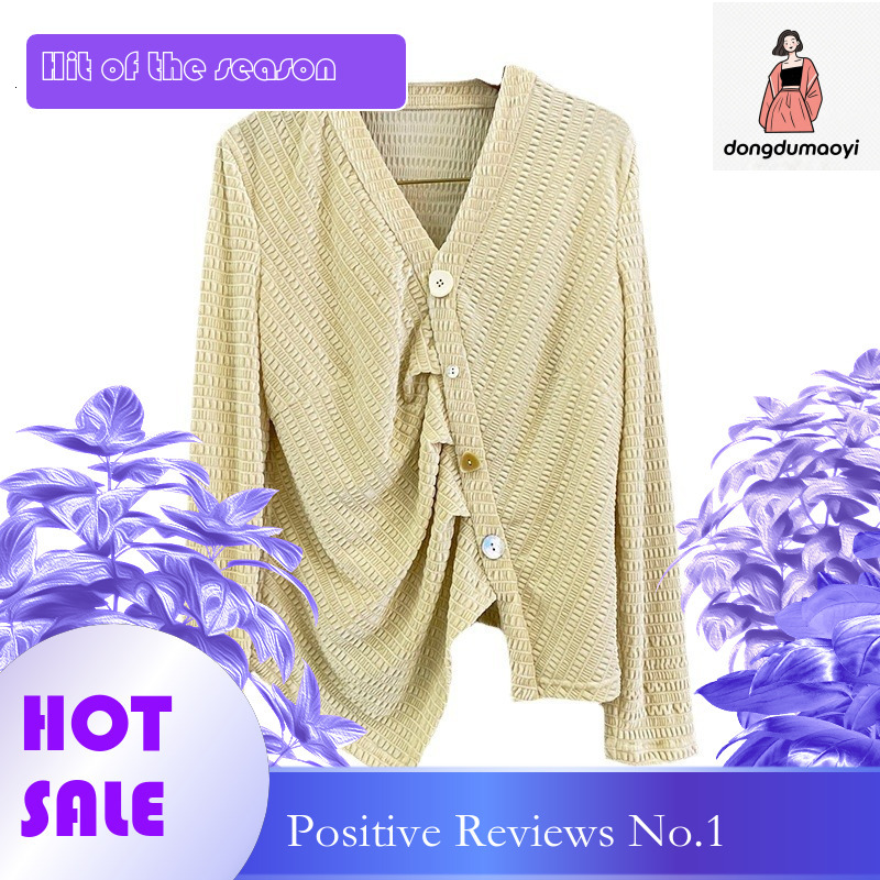dongdumaoyi French design velvet top women's base Miyake 2023 autumn new pleated high-end feeling beautiful small shirt