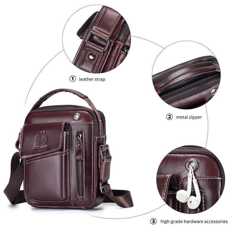 SCHLATUM 100% Genuine Leather Vintage Chest For Men Shoulder Casual Messenger Crossbody Bag