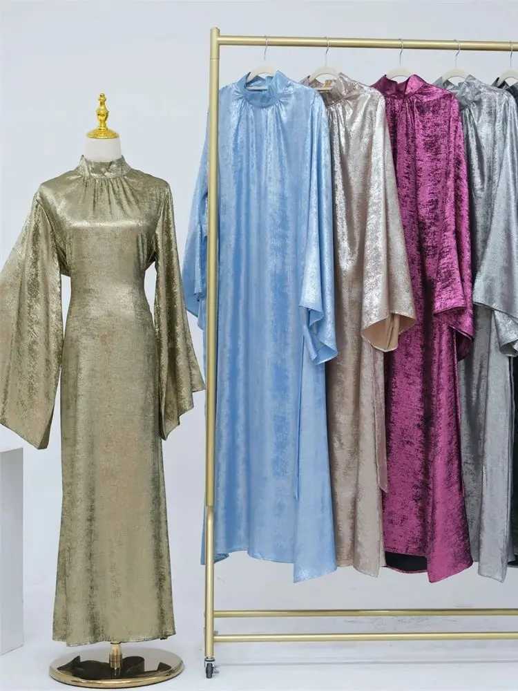 Ramadan Satin Shimmer Abaya Damen Dubai Luxury Islam Muslim Kaftan Dresses Ka Abayas For Women Robe Musulmane Femme Vestidos X250514