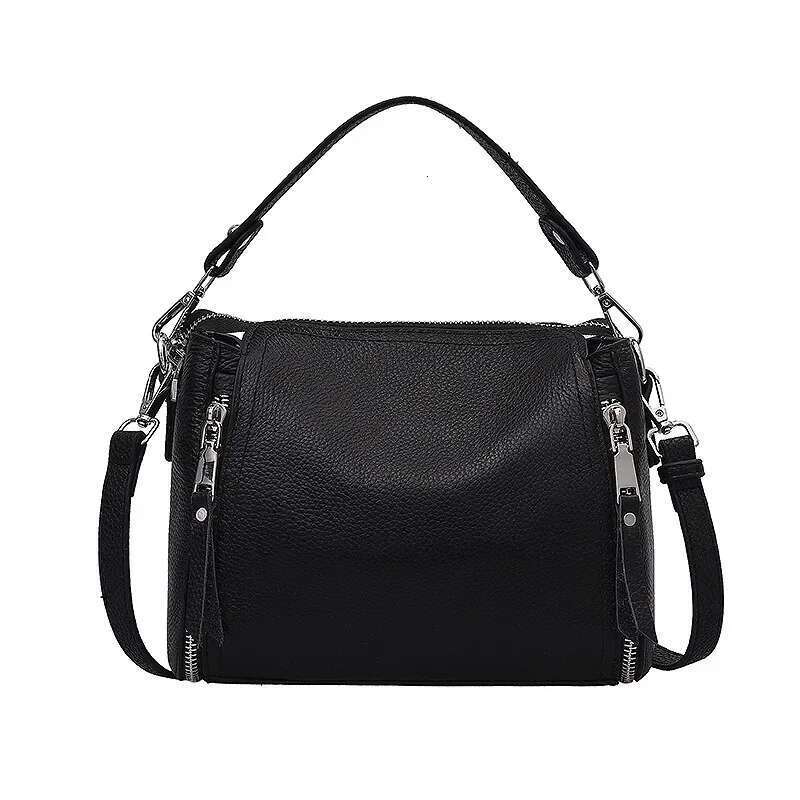 2025 Genuine Leather Women's Handbag New Style Simple And Trendy Casual Shoulder Top Layer Cowhide Fashionable Crossbody Bag