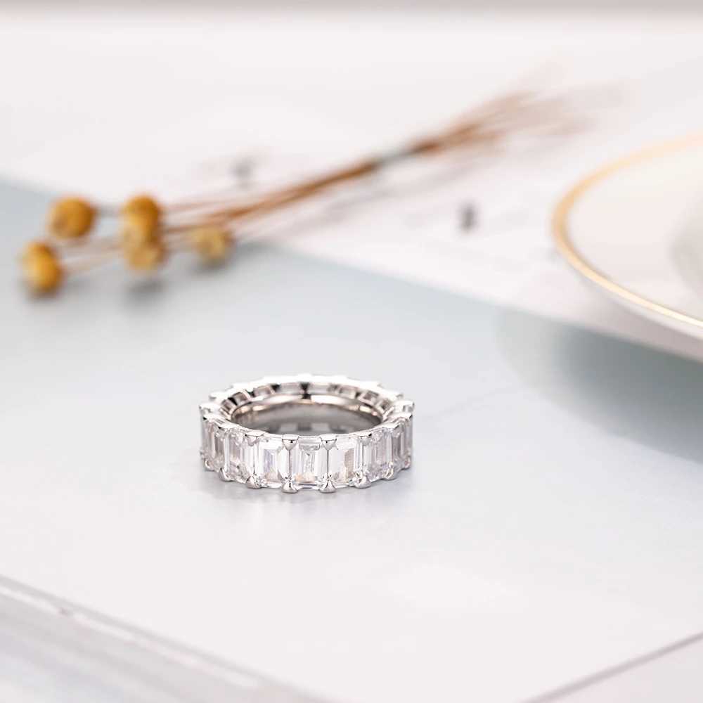 Eternity 925 Sterling Silver Engagement Wedding Band Rings for Women Bridal Emerald cut Diamond Promise Party Jewelry GiftXJ250514