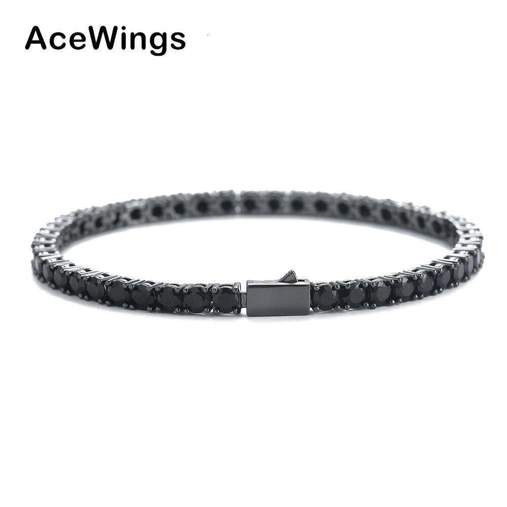 Hip hop accessory spring buckle bracelet 4mm copper inlaid zircon black tennis chain new explosive