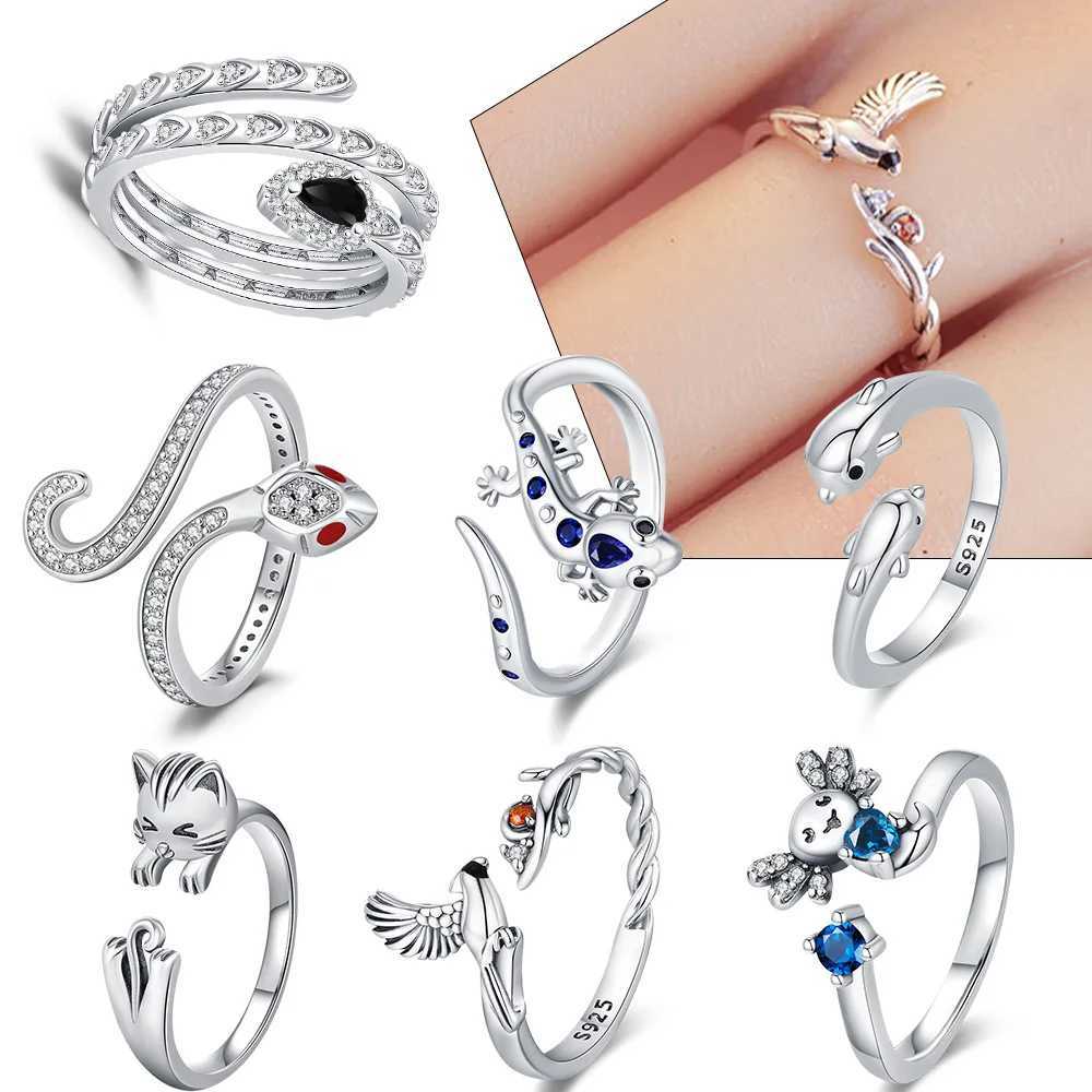 Brand New Adjustable Original S925 Sterling Silver Ring Fine Jewelry Fashion Romantic Gift Couple Cute Animal RingXJ250514