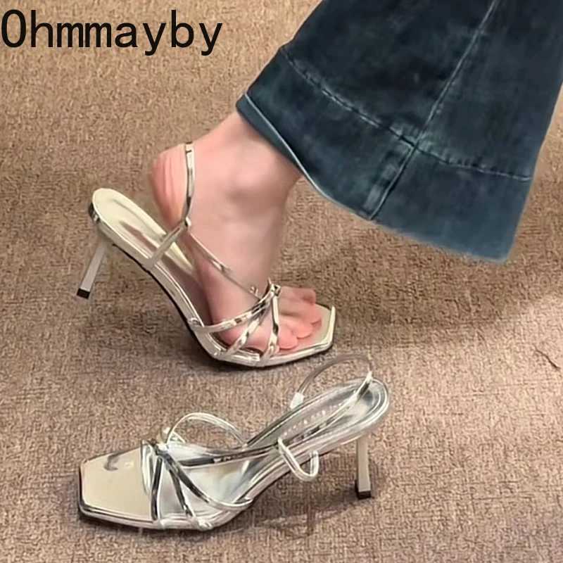 Summer High Heel Women Sandals Fashion Narrow Band Open Toe Dress Shoes Womens Evening Party Nude Pumps W250514