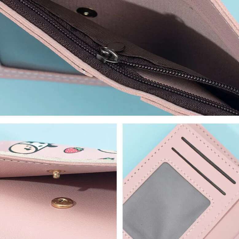 New Fashion Short Change Wallet For Women Japan Korea Style Female Mini Cute Cow Trifold Credit Purse Girls Card Holder Bag