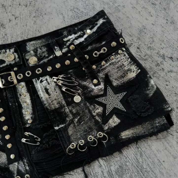 American High Street Star Embroidery Spice Girls Mini Summer New Fashion Trendy Denim For Women Jeans Y2k Skirt