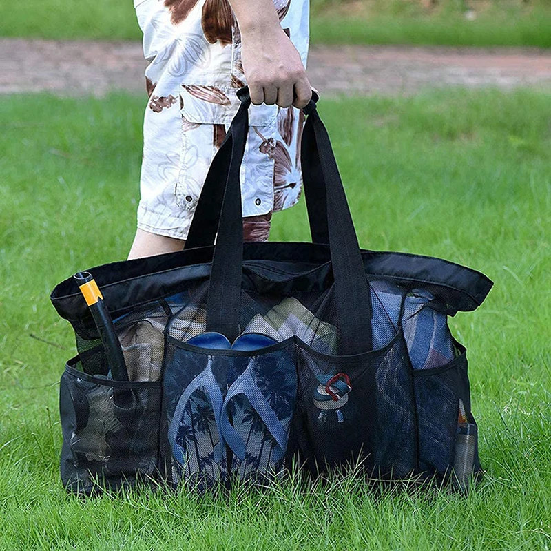 MultiPockets Summer Large Beach Bag For Towels Mesh Durable Toys Underwear Pocket Tote 250514