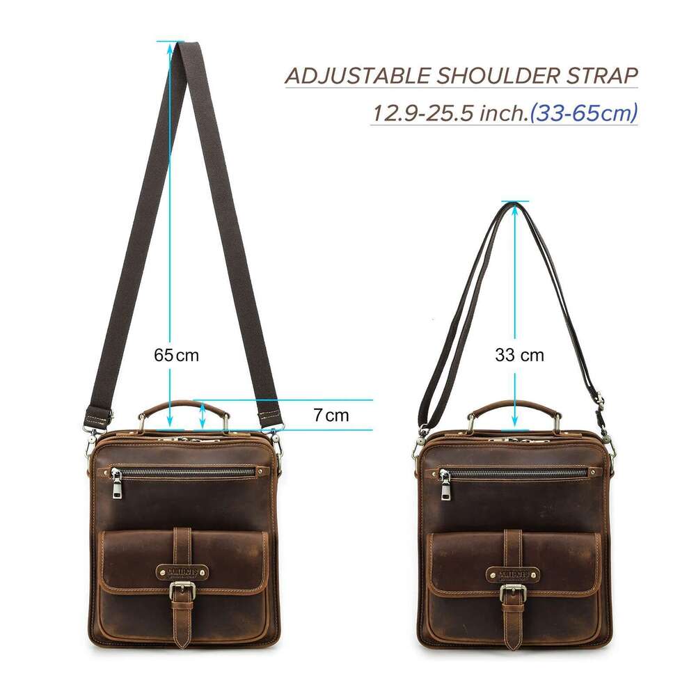 Vintage Men Crossbody Messenger Bags Business Casual Handbag Male Crazy Horse Leather Shoulder Bag Large Capacity
