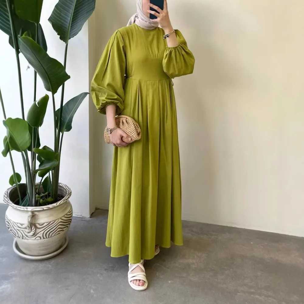 Eid Muslim Abaya Dress Women Modest Kaftan Jalabiya Lace Up Ramadan Morocco Dubai Abayas Islam Vestidos Arab Long Robe Dresses X250514