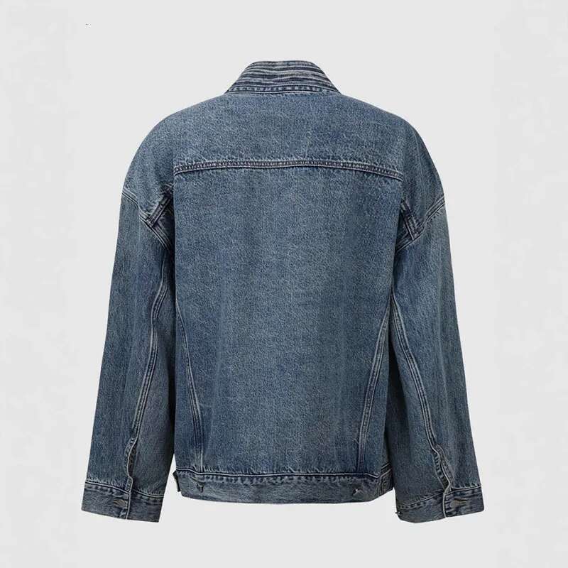 DEAT Fashion Women's Irregular Blue V-neck Casual Denim Coats Spring New Items Trendy Lace-up Loose Jackets Female 33A2709