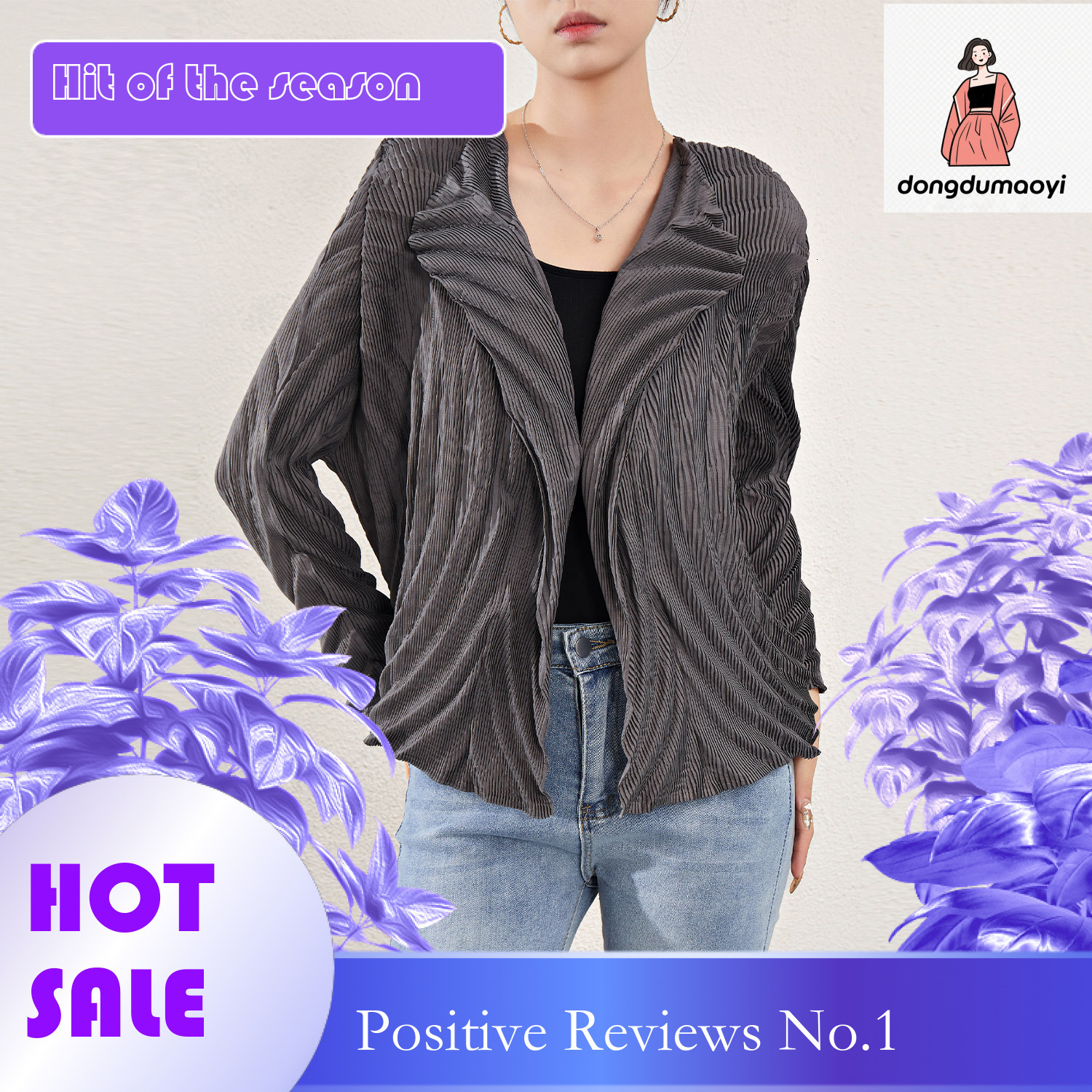 dongdumaoyi Irregular lapel long sleeved concealed button pleated small jacket for women commuting thin three bedroom top sun protection shirt