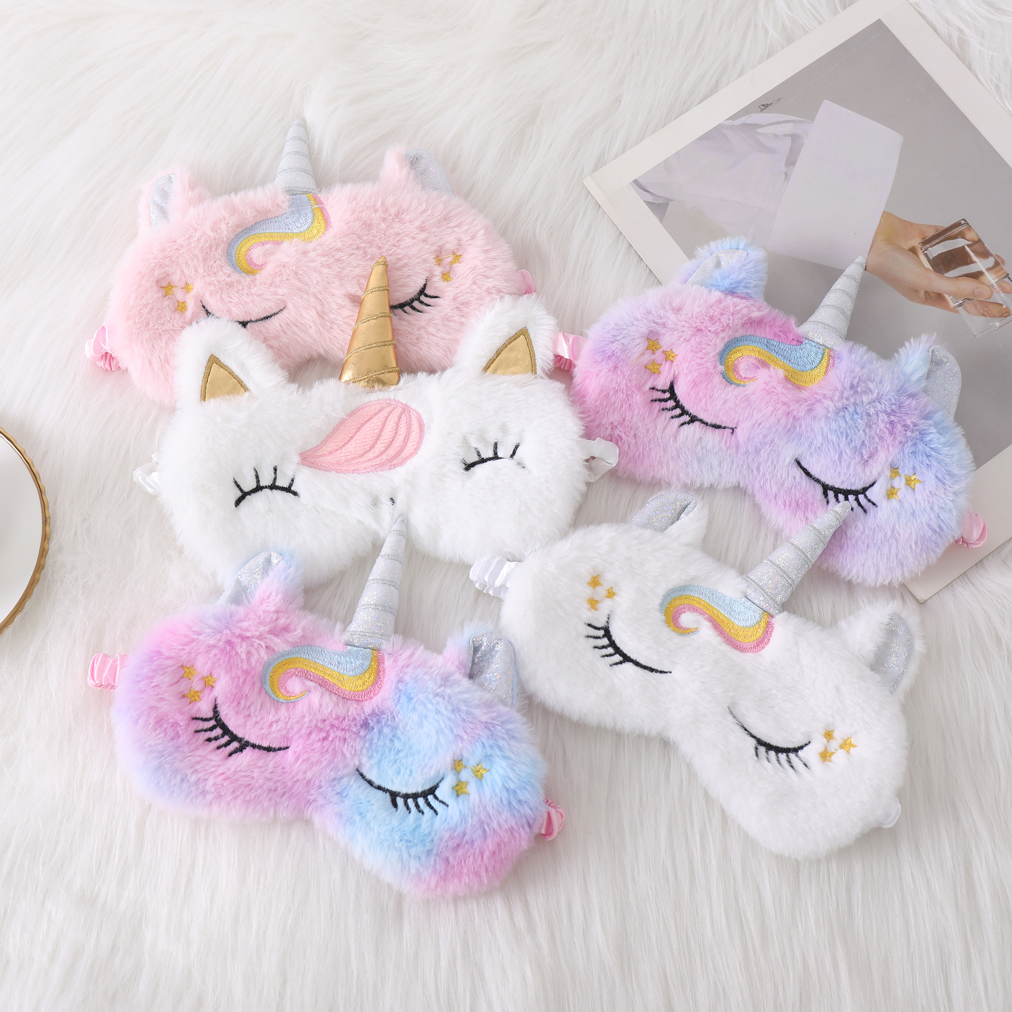 Unicorn Ear Light Blocking Sleep Eye Mask In Stock Christmas Cute Plush Style