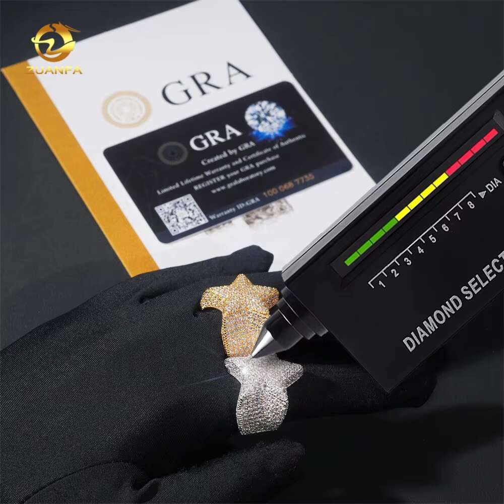 Pass Diamond Tester Hip Hop Star Iced Out Luxury VVS Mens 925 Silver Moissanite Ring