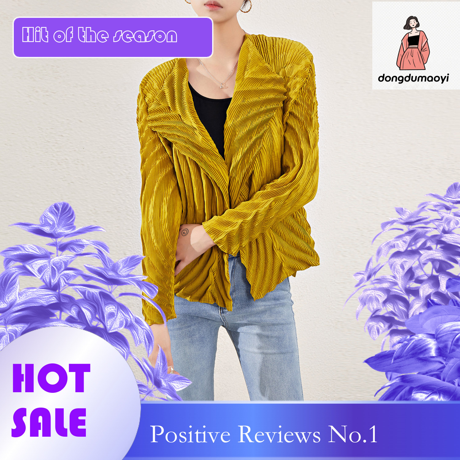 dongdumaoyi Irregular lapel long sleeved concealed button pleated small jacket for women commuting thin three bedroom top sun protection shirt