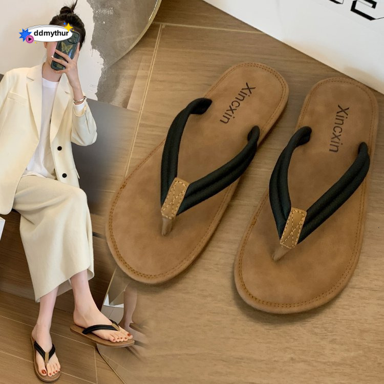 Island vacation~Soft stepping on feces and touching character slipper girl 2024 summer Instagram beach casual breathable sandal trend ddmythur