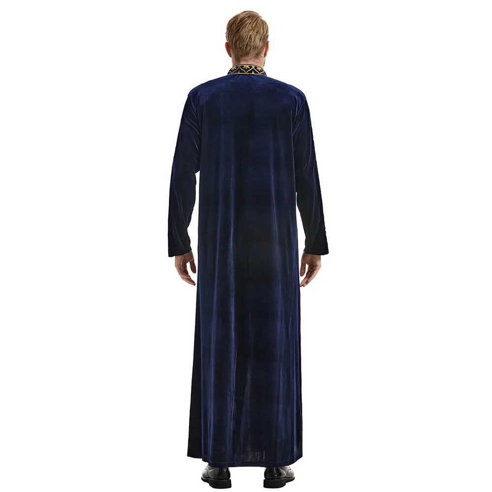 Ramadan Muslim Men Velvet Jubba Thobe Warm Kaftan Islam Clothing Eid Saudi Arabic Robe Thoub Thawb Dubai Abaya Dress Gown Abayas X2505141