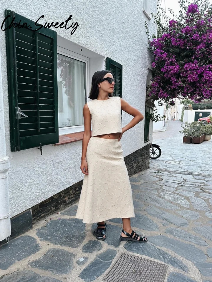Street Tassel Top Vest Skirt Set 3 Pieces Women Elegant Lapel Belt Jacket Slim Tops Pleated Skirts Summer Lady Outfit 250514