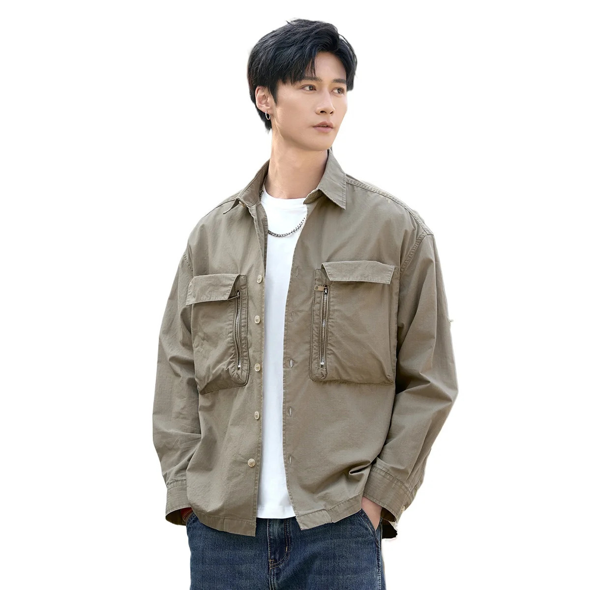 Mens Cityboy Outdoor Fashion Multi Pocket Loose Casual Long Sleeve Product Shirt Harajuku Street Clothing Oversized Techwear 250506Z