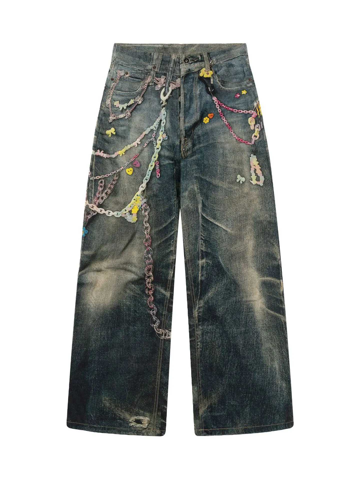 2025 New Candy Chain Old Washed Denim Zipper Slim Fit Straight PANT Jeans Cotton Denim Pants Casual Jeans Size XS-XL #N018 X250514