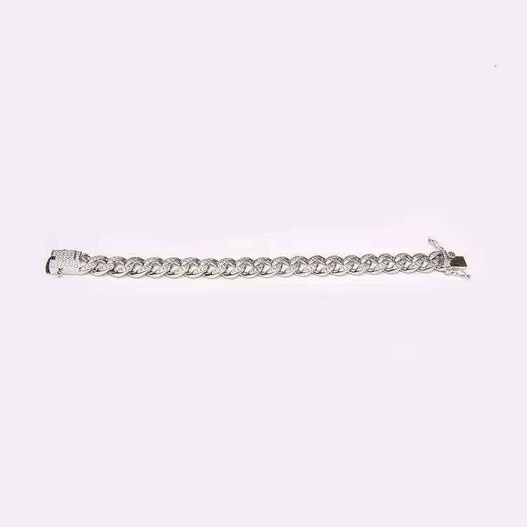 Hip hop jewelry fashion Miami Cuban enters the cold palace cubic zirconia rhinestone pure sier bracelet