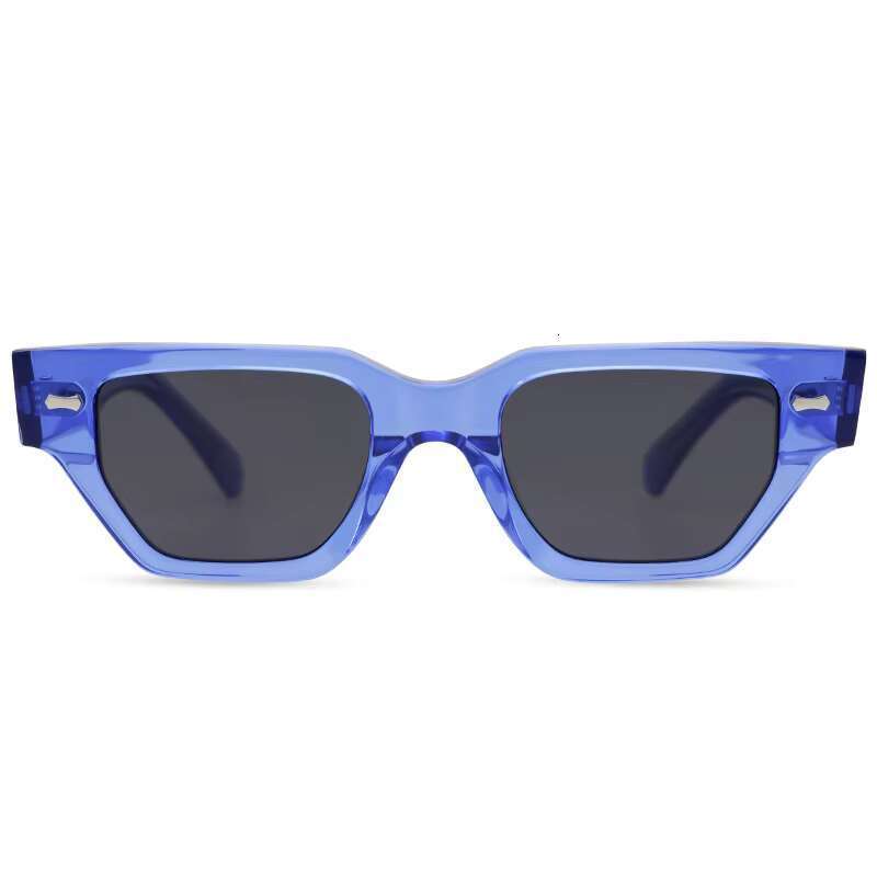 Bold geometric glasses, thick small frame acetate fiber sunglasses, made by craftsmen with a two tone finish