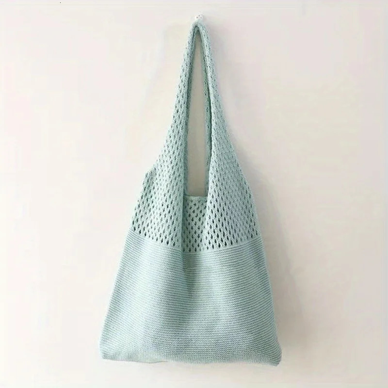 Large Capacity Retro Hollow Crochet Bag Spacious Interior with Ample Room for Daily Essentials Ideal Grocery Shopping Tr 250514