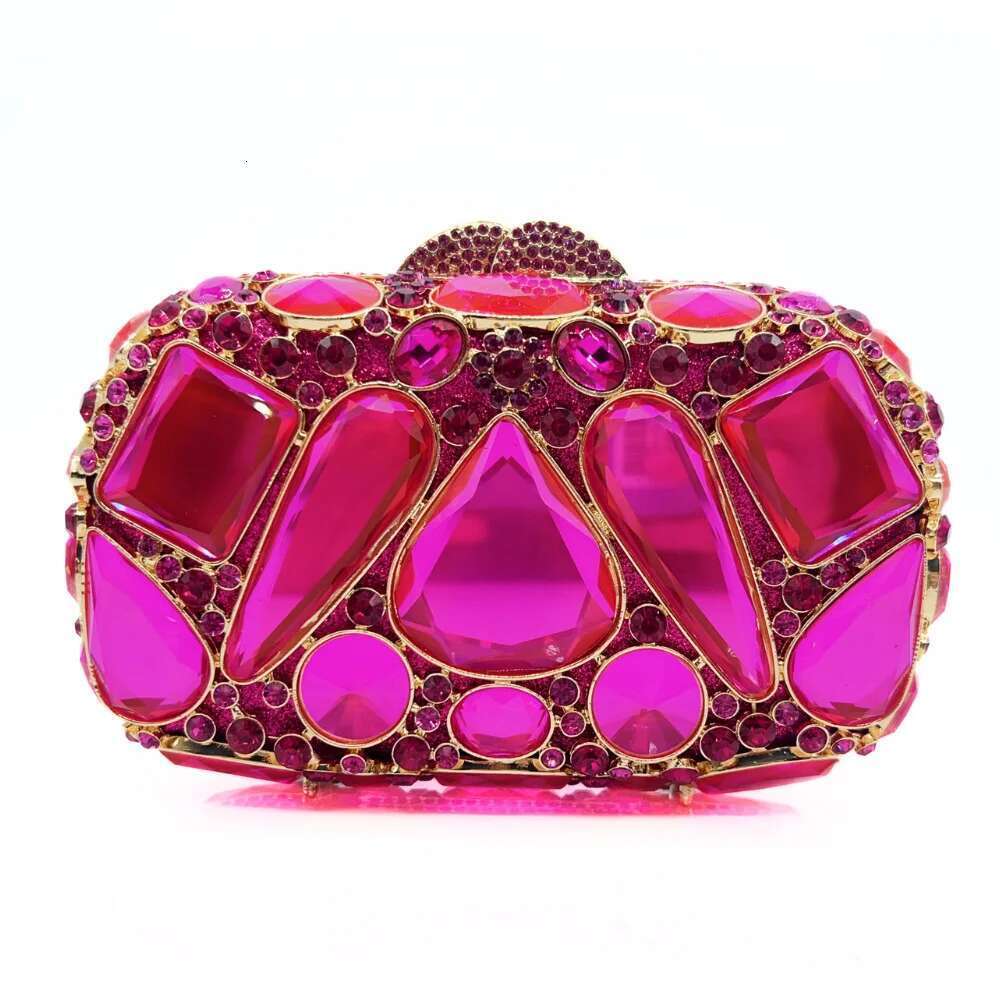 Red XIYUAN Women Crystal Clutch Purse Bag Evening Bags Wedding Bride Rhinestone Purses For Party Dinner Dia Handbags
