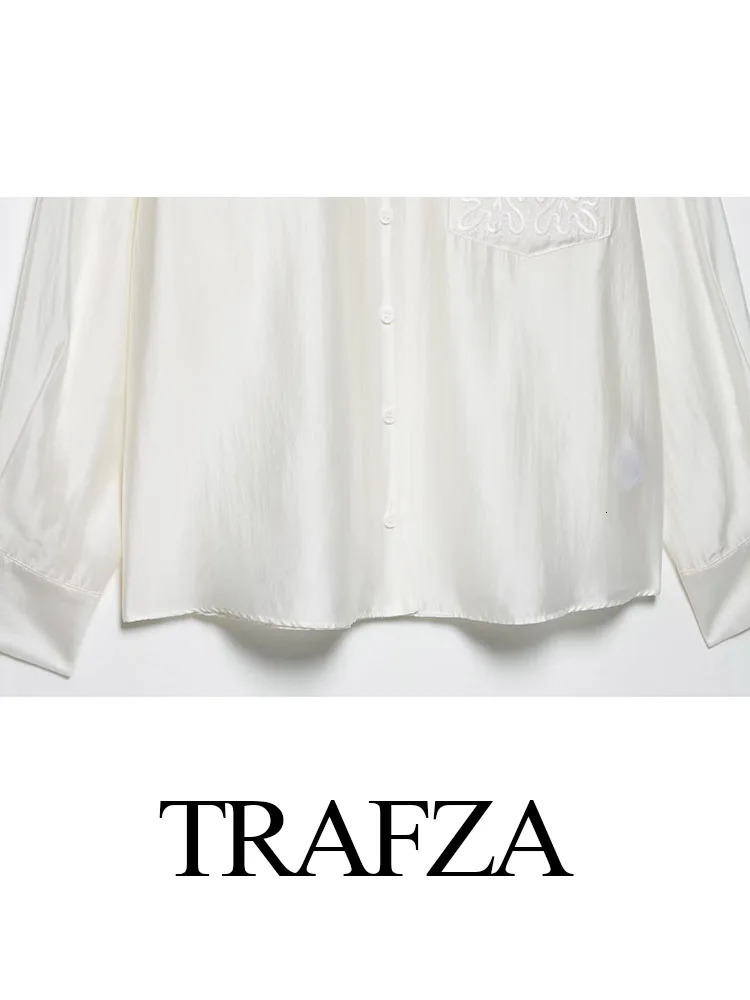 TRAFZA Women Fashion 2 Piece Set Long Sleeves Lapel Button y Pocket Decorate Casual Shirt TopChic Asymmetry Midi Skirt 250514