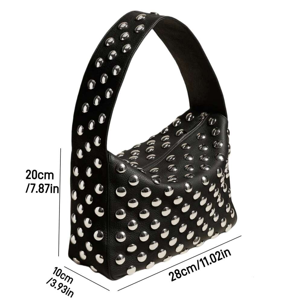 Fashionable Studded Purses Shoulder Hobo Bag Punk Women Small Shouder Purse Vegan Leather Designer Handbags Streetwear