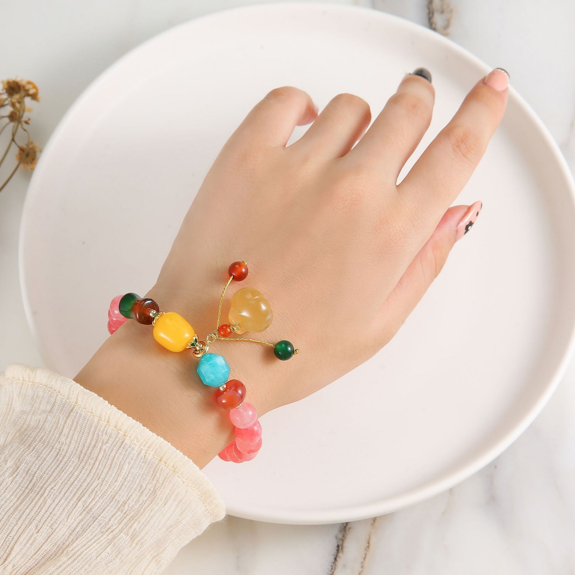 New internet famous crystal for women, cute, sweet style, small and fresh bracelet, personalized jewelry, pearl bracelet combination