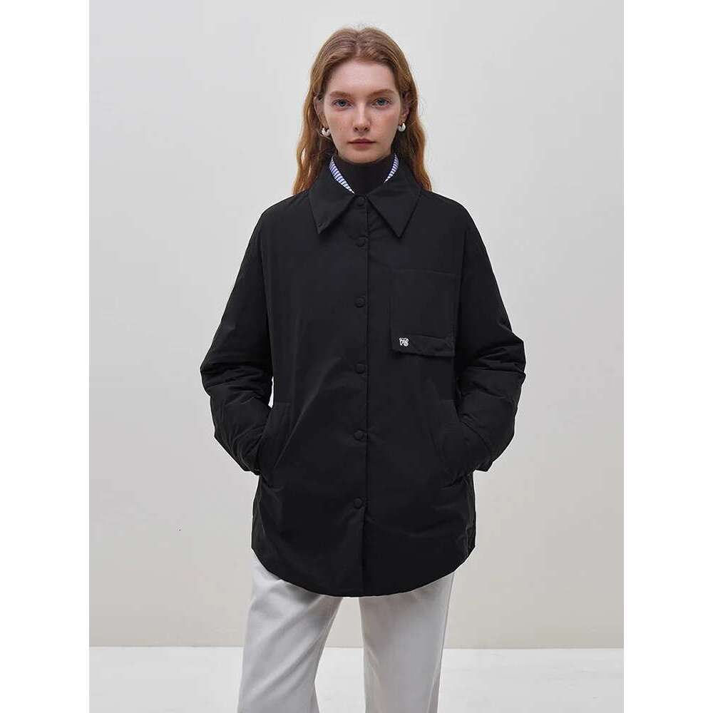 FSLE Office Lady Fashionable Warm College Style Shirt Down Jacket For Women's Winter New Casual Loose Women Shirts 23Fs14121
