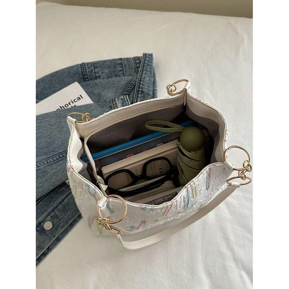 Large Capacity Tote For Women, Casual Handbag, Korean Plaid Shoulder Commuter Bag Commute Women's Fashion Bags 2025