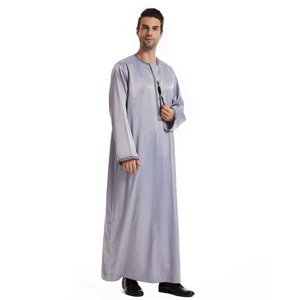 2025 Muslim Men Abaya Open Front Zipper Jubba Thobe Dress Turkey Kaftan Arabia Dubai Saudi Caftan Islamic Ramadan Abayas Middle East X2505141