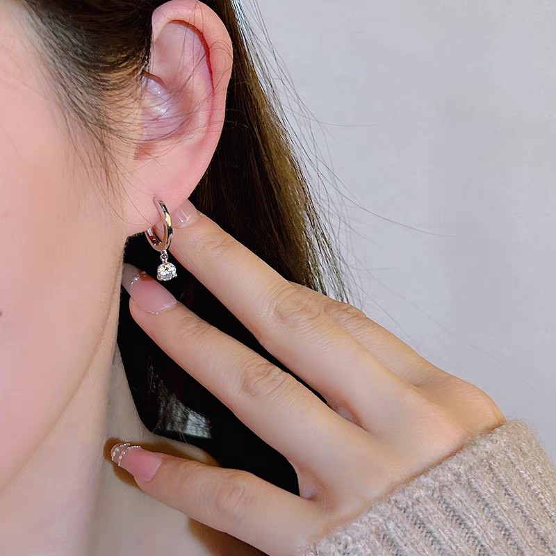 0.3CT White Moissanite Diamond Sweet Cute Simple Fine Jewelry Real 100% 925 Sterling Silver Gold Round Cut Gemstones Party Women Wedding Dangle Earrin