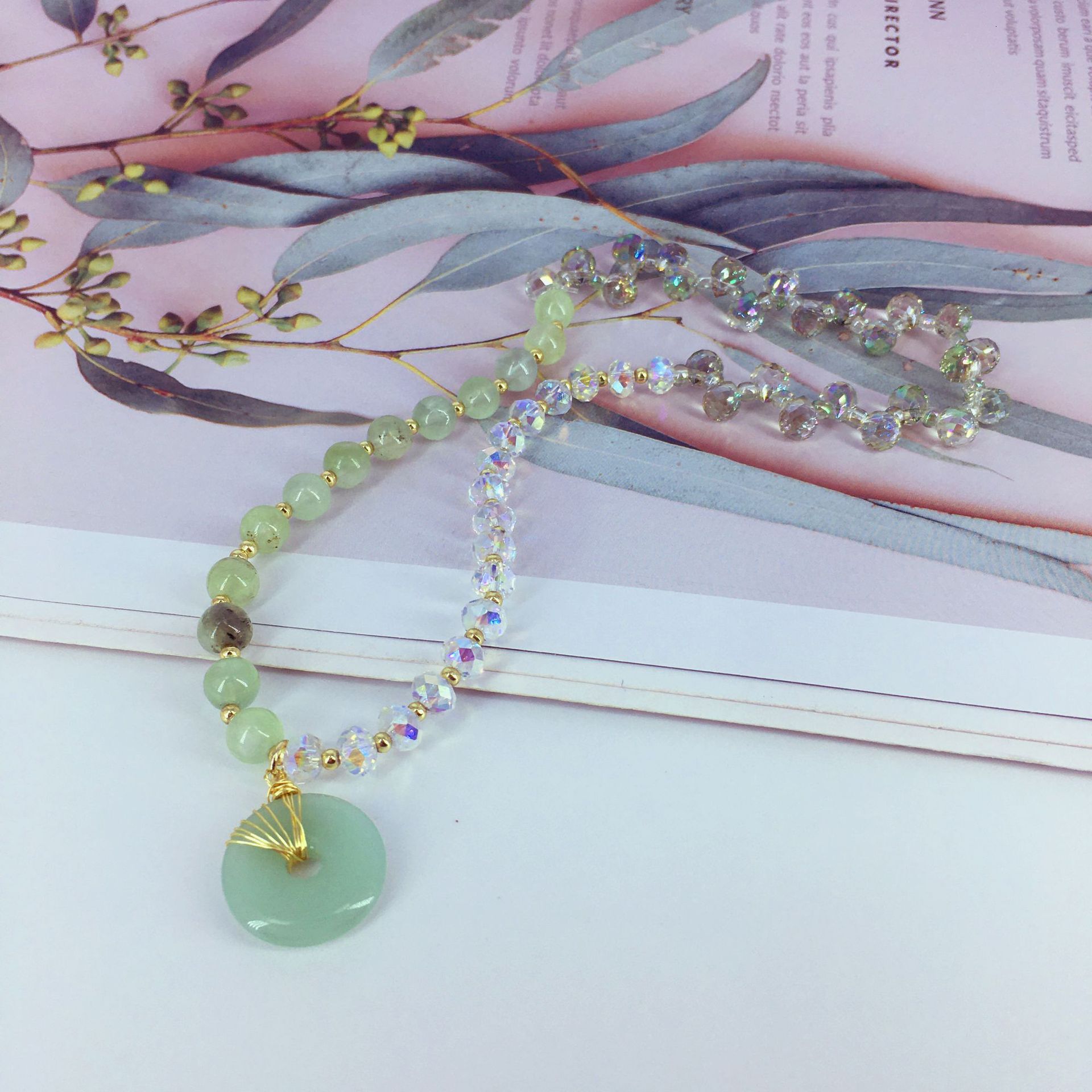 Simple and personalized grape stone double circle couple glass crystal bracelet jewelry