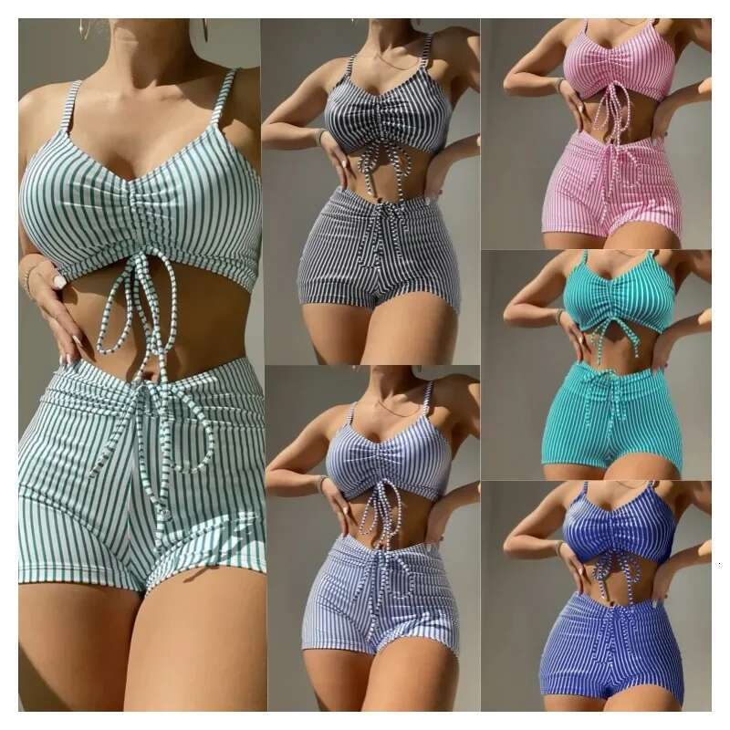 Sexy Striped Two-Piece Women's Bikini Swimsuit Cross-Border New Arrivals from Mainland China Fashionable And Attractive Swimwear