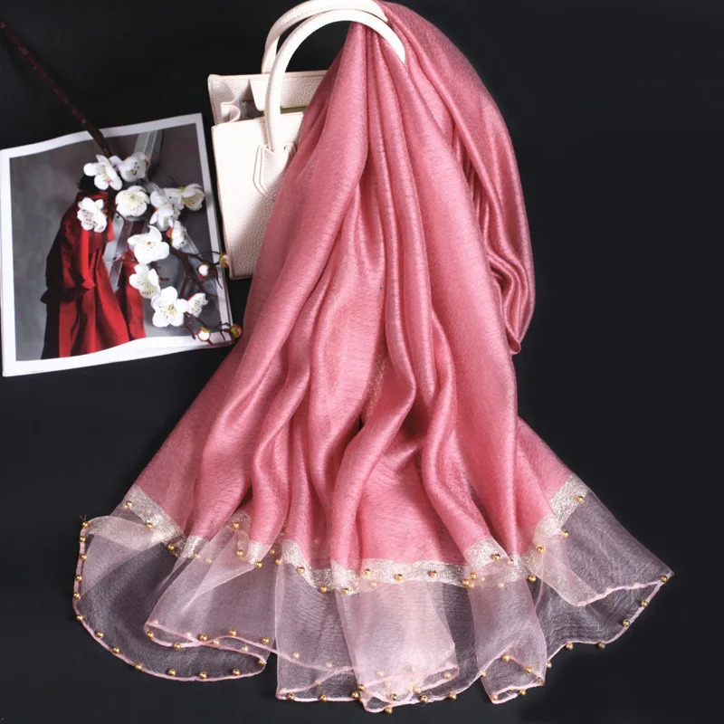2025 Women Fashion Scarf Plain Solid Silk Linen Shawls Scarves Summer Lady Bandanas Foulard Hijab 250514