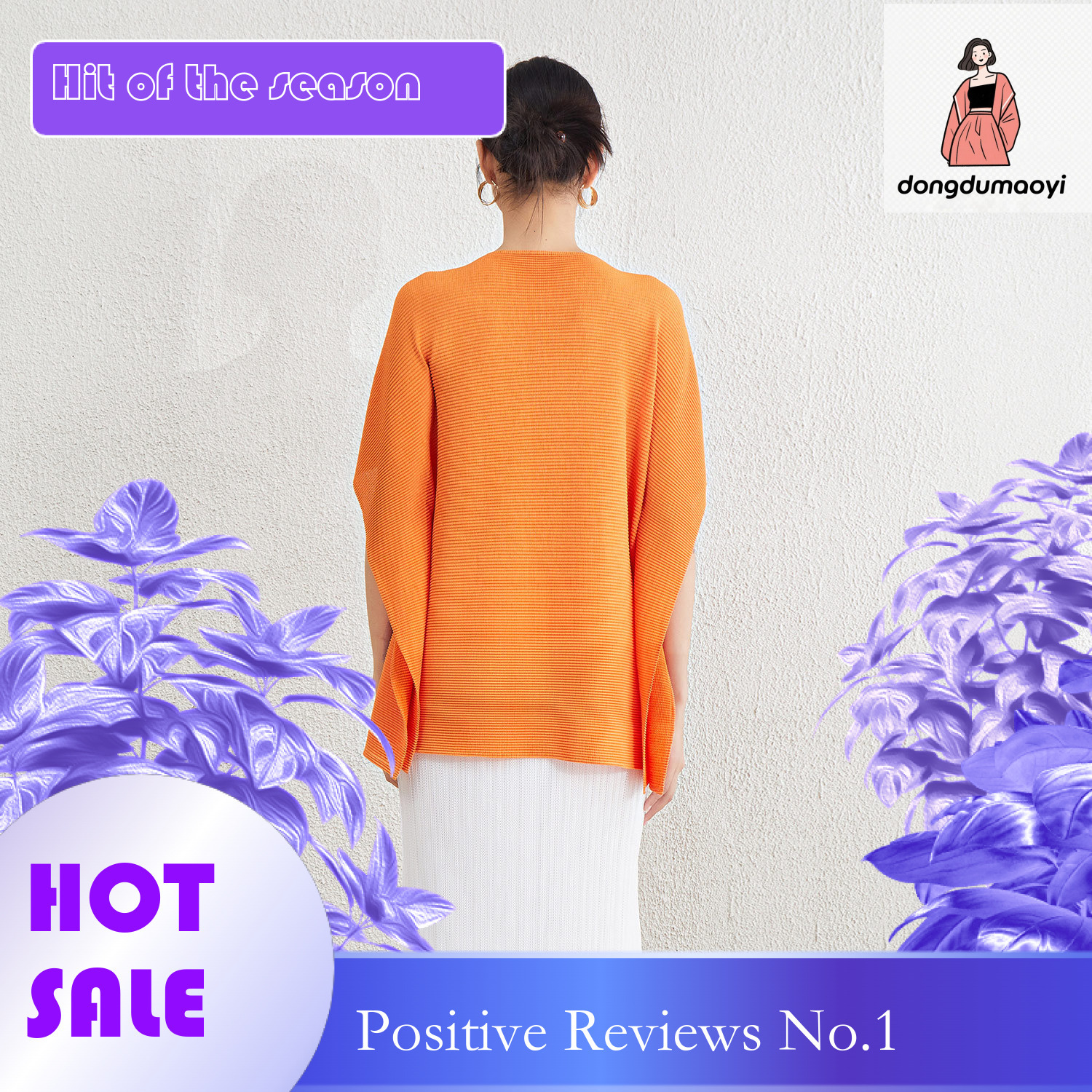 dongdumaoyi 2024 Miyake Summer New Short Top for Women in Large Size, Slim and Simple Style, Versatile Five Sleeve T-shirt