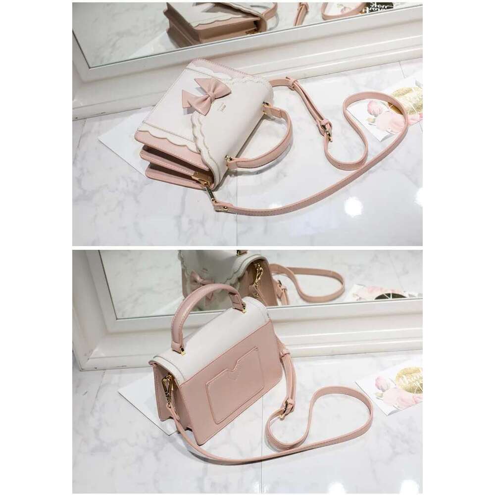 Lolita Bow Square Messenger Women Haruku Handle Uniform Pink Hand Bag Female Sweeet Jk Crossbody Bags Aesthetic