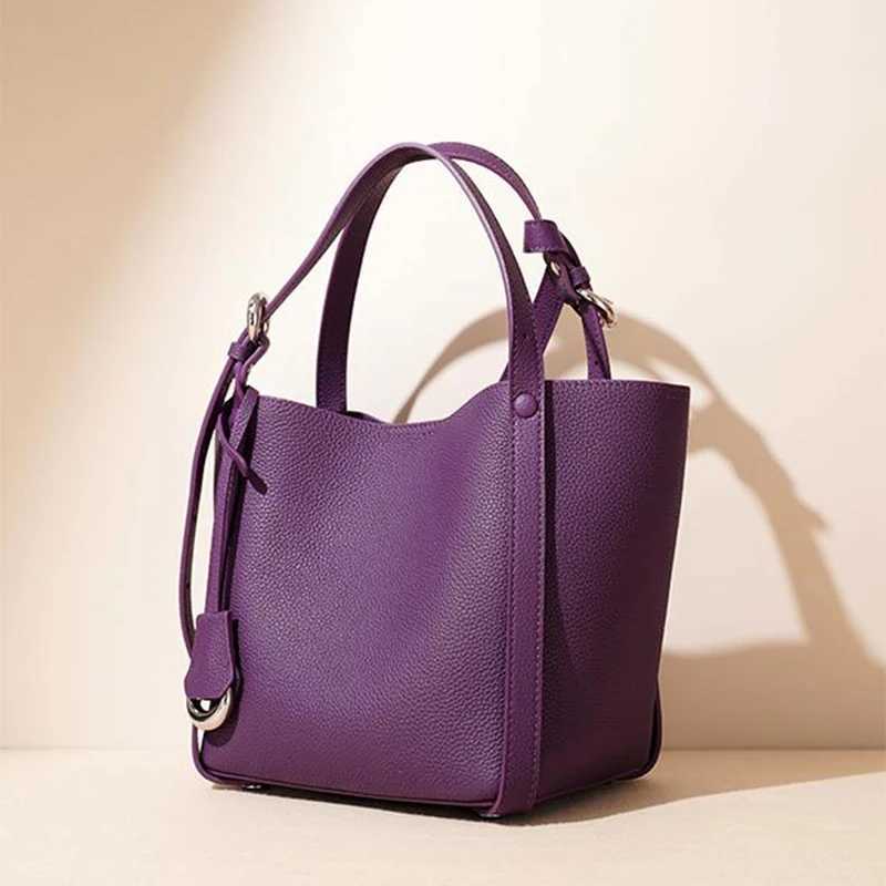 2025 Spring Summer Luxury Genuine Leather Crossbody Shoder BagCowhide Shopping Basket BagLarge Capacity Wen Bucket Handbag Z250514