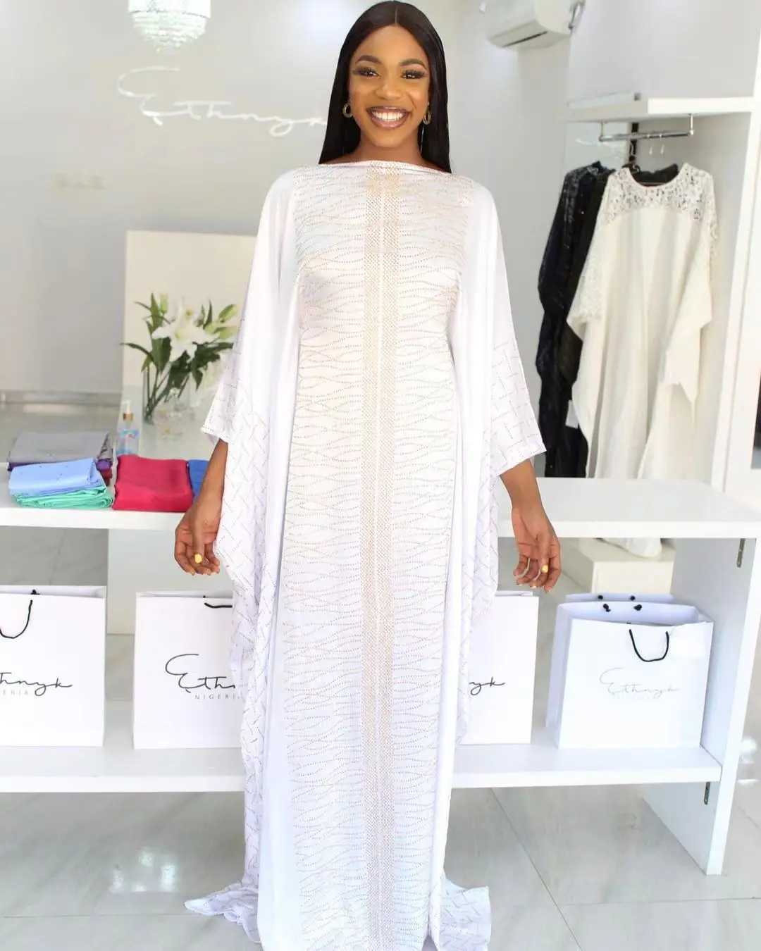 MD Elegant Dubai African Chiffon Dresses For Women Robe White Muslim Ramadan Abaya Dashiki Gown Plus Size Africa Church Clothing X250514