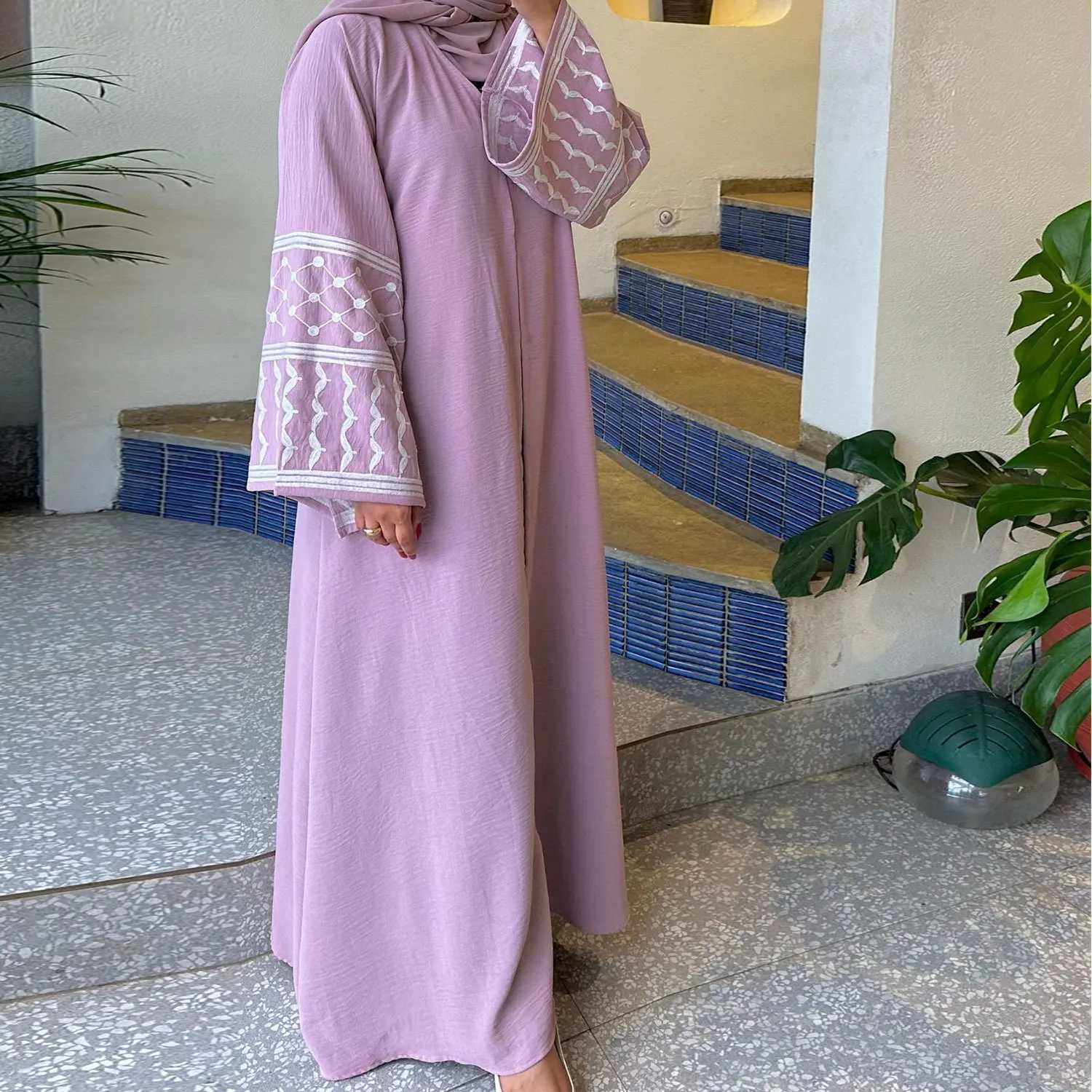 Embroidery Open Modest Kimono Abaya Dubai Luxury Islam Muslim Kaftan Modal Dress Arabic Abayas Women Ka Robe Femme Musulmane X2505141
