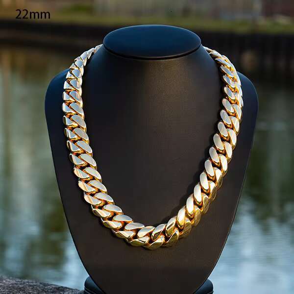 Wholesale Choker 14K 18k Gold Plating Custom 925 Silver Cuban Link Chain Hip Hop Jewelry 22mm Miami Chain Necklace Bracelet