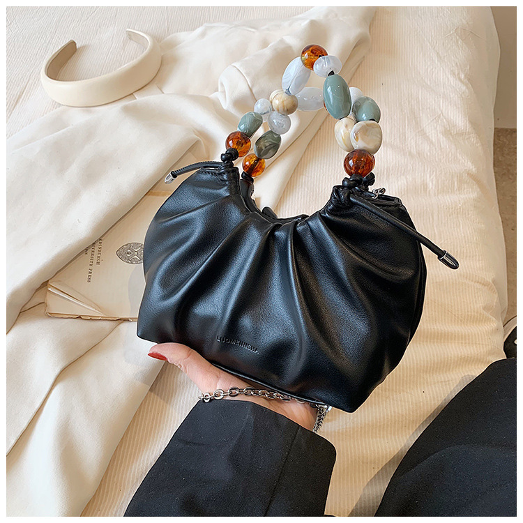 2025 new bag summer new chain women's designer handbag niche design pleated bag soft leather crossbody bag beautiful one shoulder dumpling bag pe
